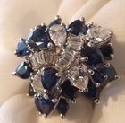 3ct DIAMOND 5ct SAPPHIRE Estate COCKTAIL CLUSTER RING