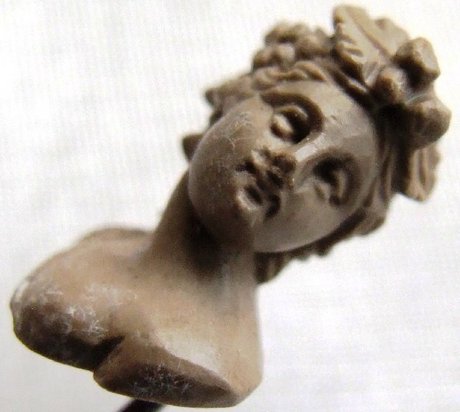 Antique Victorian Carved Lava Cameo Lady Stickpin Pin Brooch