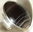 HUGE Fabulous Vintage 1960s Sterling Silver Banded Agate Ring