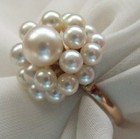 Vintage Retro 14ct Gold Cultured Pearl Cluster Cocktail Ring