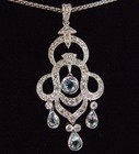 Fine 1.35ct Diamond 1.02ct Aquamarine 18ct White Gold Necklace