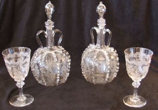 Pair of 19th century decanters and glasses