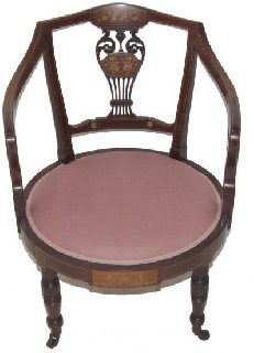 Edwardian inlaid small armchair