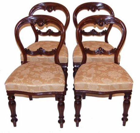 Set of 4 Victorian balloon back dining chairs