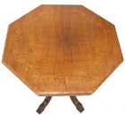 Edwardian hexagonal walnut and marquetry ivy table
