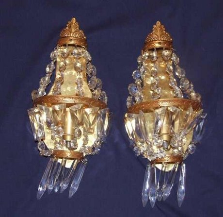 Pair of antique purse wall lights