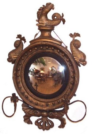 Regency gilt  girondal convex mirror