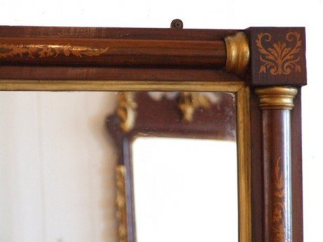 Small Regency Rosewood and marquetry overmantle mirror