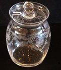 Etched glass preserve pot