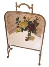 Small and decorative Edwardian brass and mirror firescreen