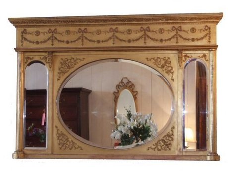 Edwardian gilt triple plate overmantle mirror