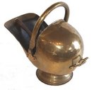 Mid 20th Century brass coal skuttle and shuvel