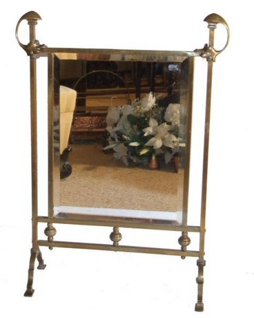 Antique mirror and brass firescreen