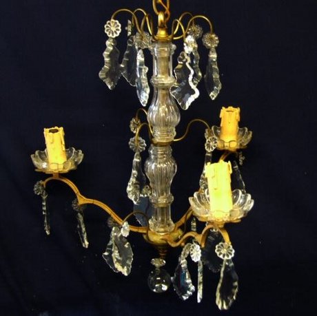 Antique French Louis XV style 3 arm chandelier