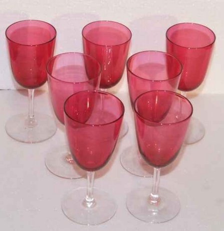 7 Victorian cranberry glasses