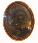 Edwardian inlaid oval wall mirror