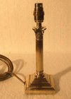 Small Edwardian brass Corinthian column table lamp