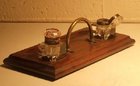 Pair of Edwardian glass ink wells