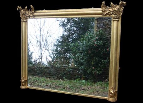 Large Early 19th Century Gilt Over Mantle Mirror