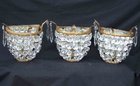 3 matching antique mirror back crystal wall lights