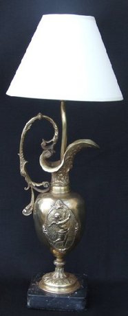 Mid 20th Century solid brass and marble table lamp