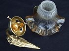  Set of 5 Edwardian Brass Wall Lights with Vaseline Shades