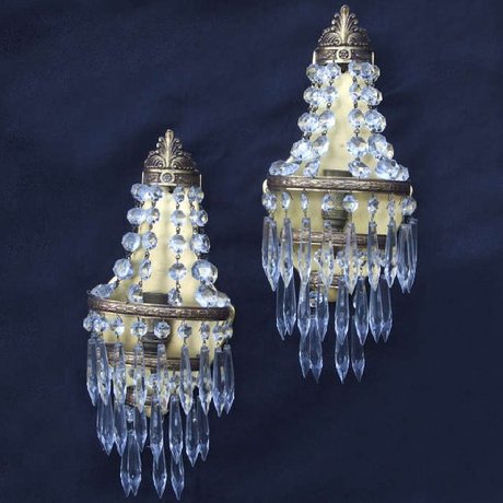 Pair of Icicle Drop Crystal Wall lights.