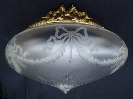 Edwardian Opaque Etched Ceiling Light.