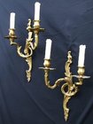 Pair of Early 20th Century Double Arm Louis Style Brass Wall Ligh