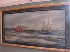 JRT Howarth Oil on Canvas Sailing Ships & Steamer c1923