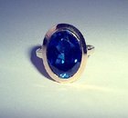 Vintage Deep Blue Stone Set Dress Ring 9ct Gold