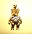 Vintage Stone Set Teddy Bear 9ct Gold Pendant