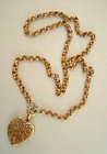 Vintage Gold Heart Locket 1970's with Gold Belcher Chain