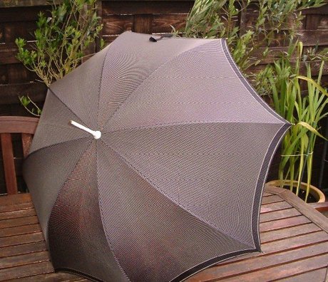 Vintage Black and White Checks White Handle Umbrella