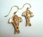 Antique Crystal and Enamel Gold Fish Earrings
