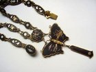 Vintage Oriental Damascene Black and Gold Necklace