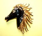 Vintage Black Beauty Enamelled Horse Pin