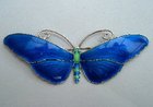 JA&S Sterling Silver and Enamel Art Nouveau Butterfly Brooch