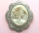 Vintage Silver and Cameo Charles Horner Brooch Pin