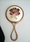 Vintage Silk Embroidered Small Hand Mirror
