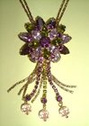 Vintage Shades of Purple Rhinestones Flower Necklace