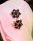 Vintage Sapphire Flowers Gold Earrings