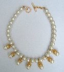 Vintage Large Faux Pearl Necklace with Dangles