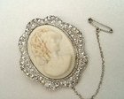 Charles Horner Silver and Cameo Brooch Pin