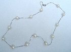 Art Deco Pearls 18ct Diamond Cut White Gold Necklace
