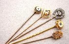 Victorian 15ct Gold Stone Set Stick Pins 5 Pieces