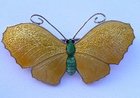 JA&S Art Nouveau Sterling Silver Enamel Butterfly Brooch