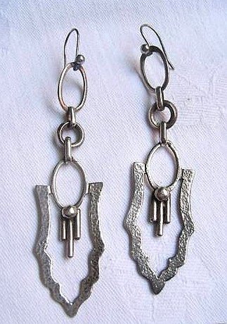 Arts and Crafts Silver Long Earrings