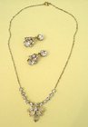 Vintage Diamante Marquise Drop Necklace and Earrings