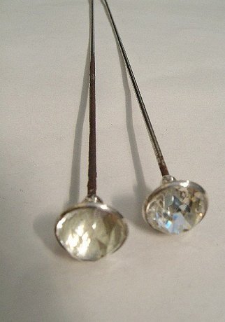 A Pair of Charles Horner Clear Crystal Silver Hatpins